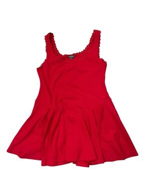 Red Stretch Knit Sleeveless Fit-and-Flare Mini Skort Dress
